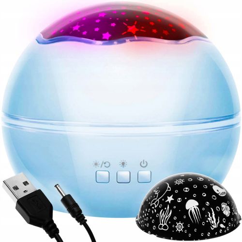 USB LED RGB projektor nočna lučka - menjava projekcij moder