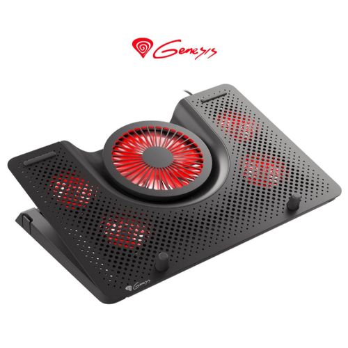 Hladilno stojalo/podstavek za prenosnike GENESIS OXID 550 do 17.3'', nastavljiv kot, LED osvetlitev, 5 tihih ventilatorjev