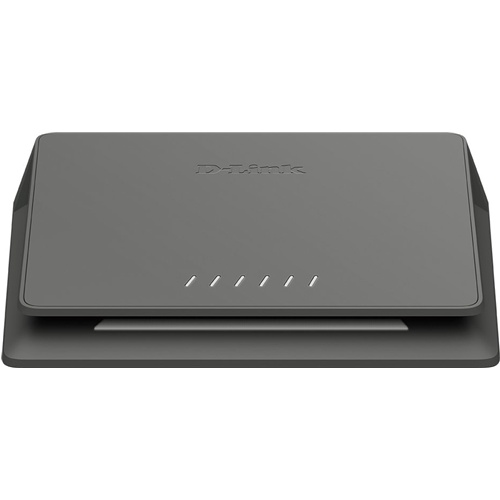 Brezžični usmerjevalnik D-Link DMS-106XT sivi, 6x RJ-45, večgigabitni, 45 Gbit/s, samodejni MDI/MDIX, LED indikatorji