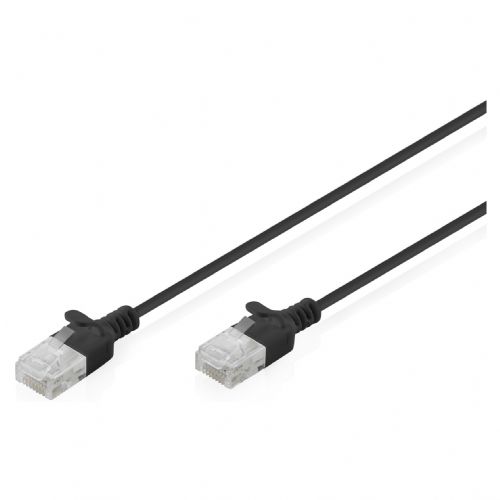 Tanek patch kabel CAT 6 U-UTP, 2 m, črne barve