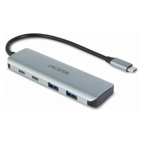 D Dicota USB-C 4-v-1 Highspeed Hub 10 Gbps srebrne barve