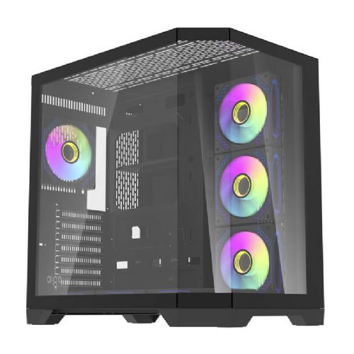 Darflash FT418 PRO računalniško ohišje + 7 aRGB ventilatorjev (črno)