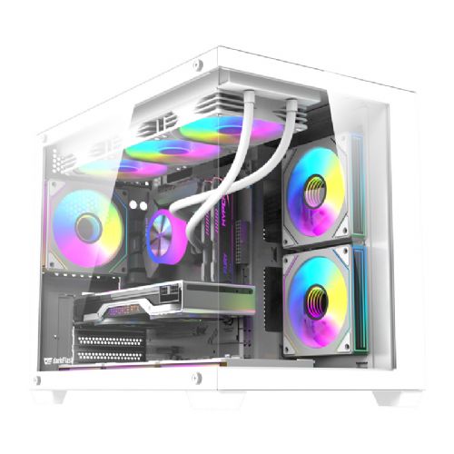 Ohišje za računalnik DarkFlash B275 PRO (belo) + 6 ventilatorjev