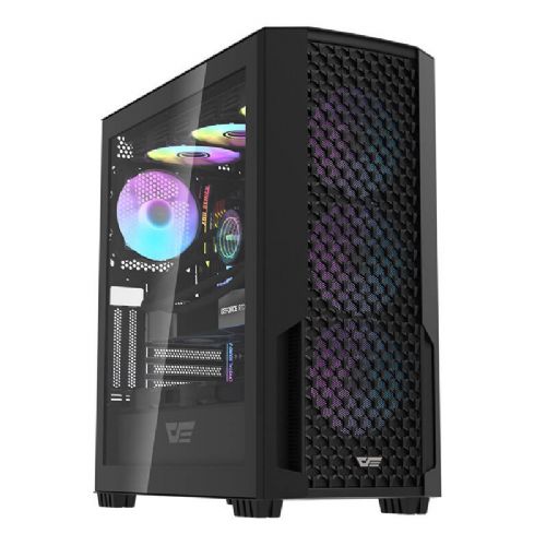 Računalniško ohišje Darkflash DF2100 + 4 ventilatorji ARGB (črno)