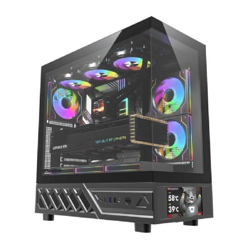 Ohišje računalnika DarkFlash DS950V z zaslonom (črno) + 6 ventilatorjev