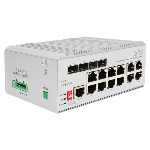 Industrijsko gigabitno ethernetno stikalo Digitus 8+4P, upravljano L2