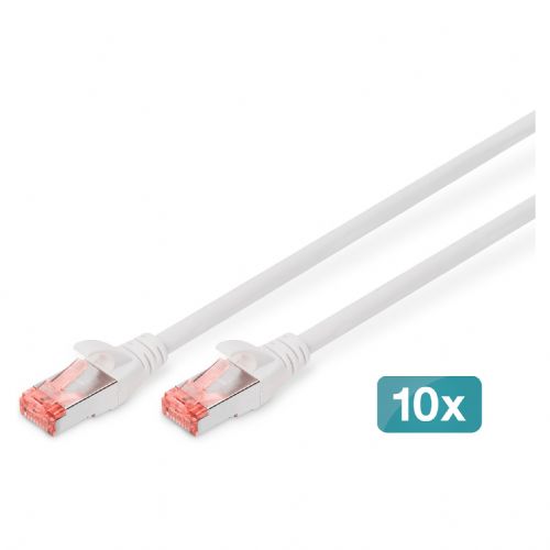 DIGITUS CAT 6 S/FTP patch kabel, 10 kosov, 0,25 m, bel