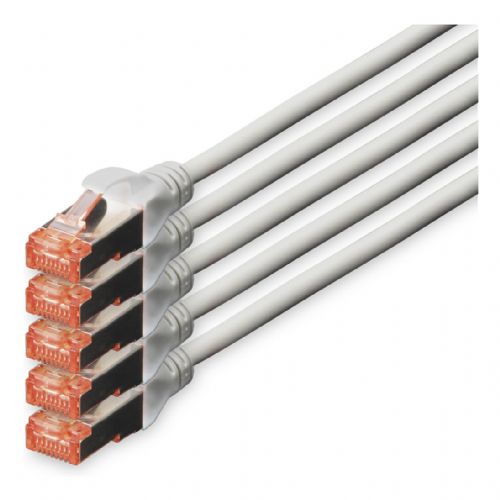 DIGITUS CAT 6 S/FTP patch kabel, 5 kosov, 10 m, siv