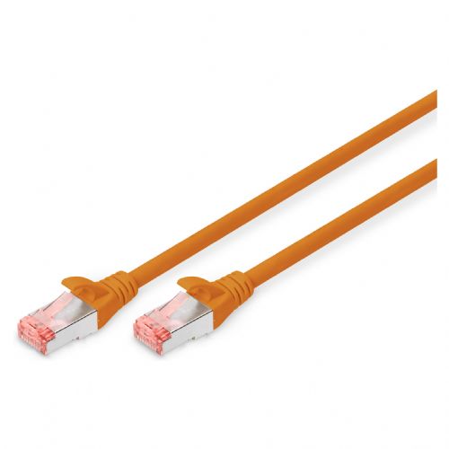 DIGITUS patch kabel Cat6 S/FTP 2xRJ45 0,5 m oranžen, zaščitna ročica, polietilenska vrečka