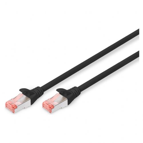 DIGITUS patch kabel Cat6 S/FTP 2xRJ45 2,0 m črne barve z zaščitno ročico, polietilenska vrečka
