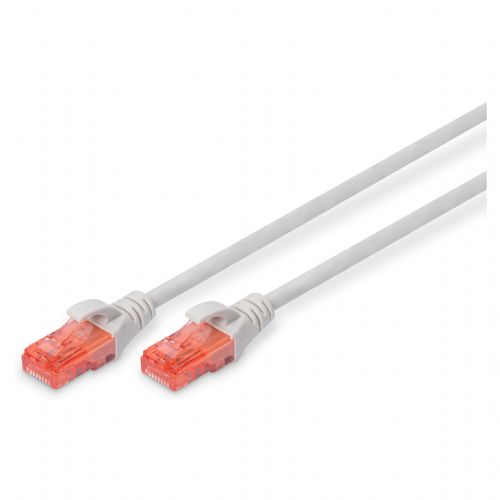 DIGITUS patch kabel Cat6 U/UTP 2xRJ45 5,0 m siv, zaščitni ročaj, polietilenska vrečka