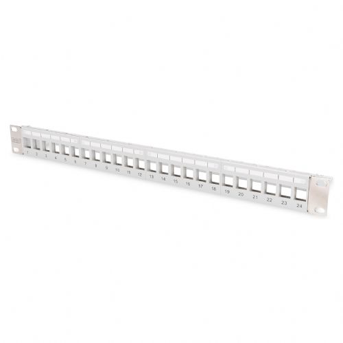 DIGITUS Patchpanel 1HE 24-Port Modular grau transp.-Beschri.