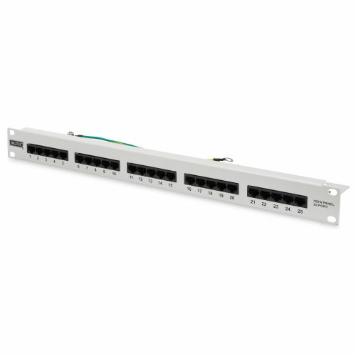 DIGITUS patch panel 1U 25-port Cat3 neoklopljen ISDN siv