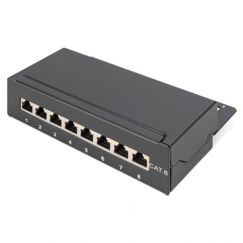 DIGITUS Patch Panel 1U 8-port Cat6 oklopljen črne barve