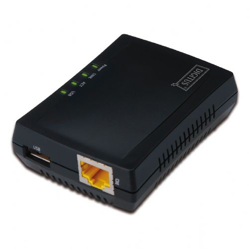DIGITUS USB omrežni strežnik z 1 priključkom + tiskalniški strežnik, NAS in USB vozlišče