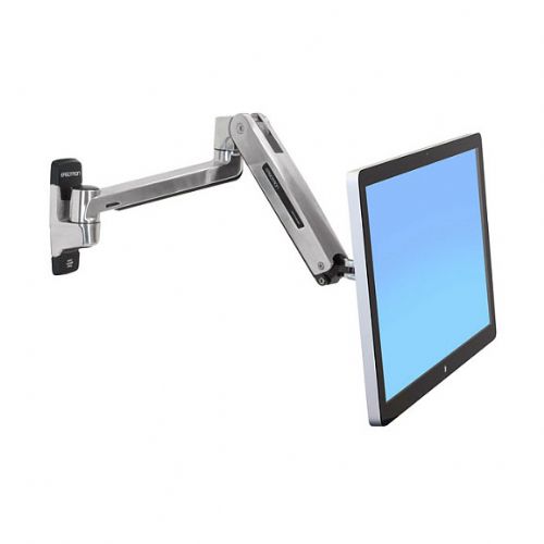 ERGOTRON LX HD stenski nosilec za LCD zaslon s sedečim in stoječim položajem, maks. 13,6 kg. Dvig 51 cm, nagib 80 stopinj, vrtenje 360 stopinj, zasuk 90 stopinj.