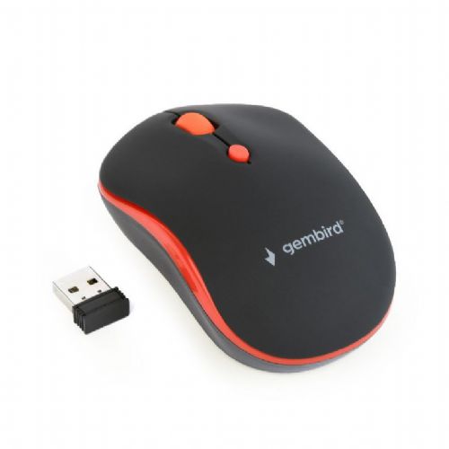Brezžična miška Gembird MUSW-4B-03-R, USB, črno-rdeča