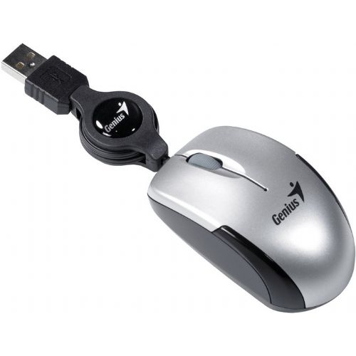 Mini optična miška Genius Micro Traveler V2, žična, srebrna