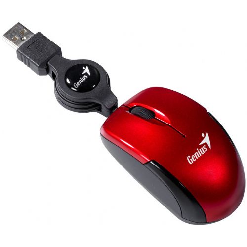 Mini optična miška Genius Micro Traveler V2, žična, rdeča
