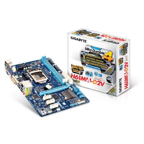 GIGABYTE GA-H61MA-D2V, DDR3, SATA2, USB3, DVI, LGA1155 mATX