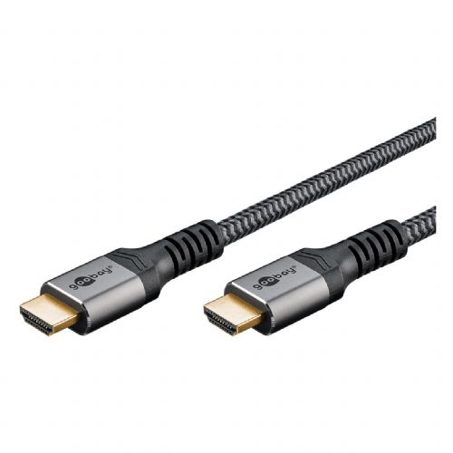 Kabel Goobay Plus HDMI 2.0 10m, 4K/60Hz, Ethernet, magnetno zaščiten, aluminijasto ohišje (siv)