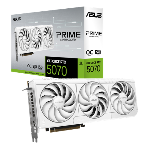 Grafična kartica Asus GeForce RTX 5070 PRIME OC WHITE (bela, DLSS 4, 3x DisplayPort, 2x HDMI 2.1)