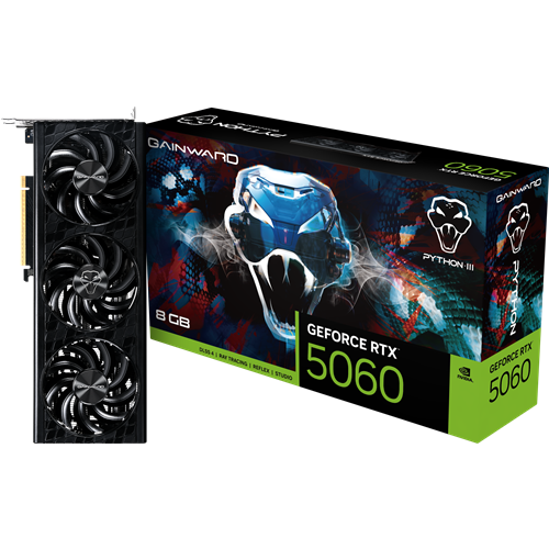 Grafična kartica Gainward GeForce RTX 5060 Python III 8GB (DLSS 4, 3x DisplayPort, 1x HDMI 2.1)