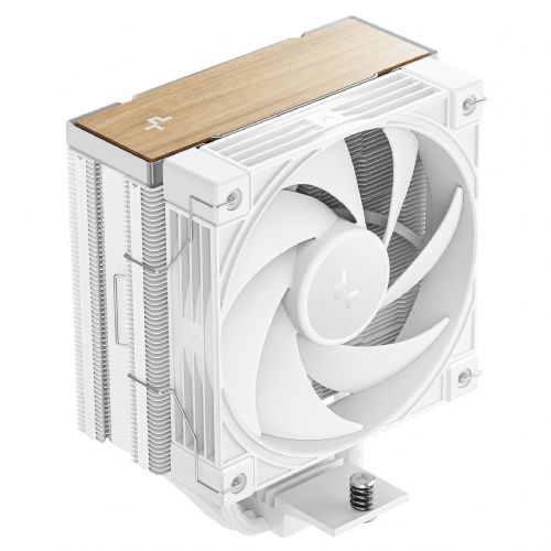 Hladilnik za računalnike DeepCool AK400 G2 WH enojni stolp, 120 mm, bela/lesena, 4 toplotne cevi, FDB ležaj