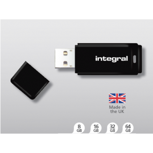 INTEGRAL BLACK 8GB USB2.0 spominski ključek; flowrap - INFD8GBBLKNRP