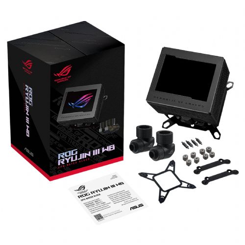 Vodni blok za procesor ASUS ROG Ryujin III WB LCD, črne barve