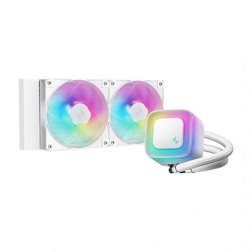 Hladilnik za računalnike DeepCool LE240 WH V2 vodno hlajenje, 2x 120 mm ventilator, ARGB, aluminij, Intel & AMD