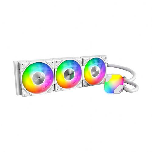 Hladilnik za računalnik Montech HyperFlow ARGB 360 bela, tekočinski, 3x 120 mm ventilatorji, RGB osvetlitev, podpora LGA/AM4/AM5