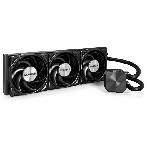 Hladilnik za računalnik Montech HyperFlow Silent 360, tekočinsko hlajenje, 3x 120 mm ventilatorji, črna, 24,8 dB