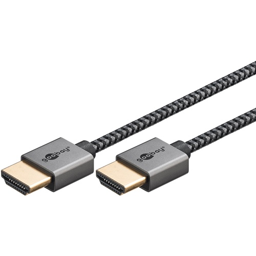 Kabel Goobay Plus Slim HDMI 2.0, 4K/60Hz, Ethernet, 3m, siv
