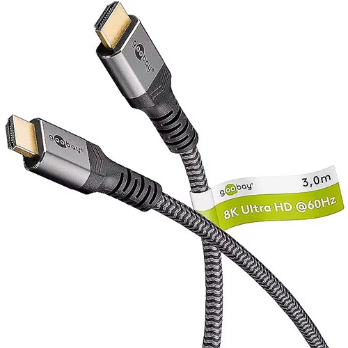 Kabel Goobay Plus ultra hitri HDMI kabel 8K 60Hz, HDMI 2.1, 3m, siv