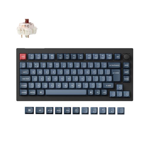 Brezžična mehanska tipkovnica Keychron V1 Max  Gateron Jupiter rjava stikala RGB PBT SLO Črna (V1M-D3-UK)