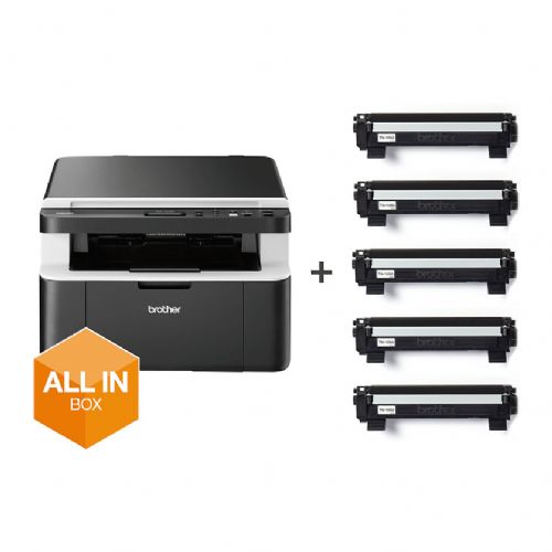 Multifunkcijski laserski tiskalnik Brother DCP-1612WVB A4, monokrom, Wi-Fi, 20 str/min, komplet s 5 tonerji