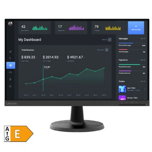 Monitor Lenovo D27-40 68,58 cm (27"), 1920 x 1080 (FHD), VA, 250 cd/m2, 5ms, 75Hz LCD HDMI/VGA