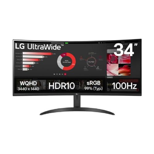 Monitor LG 34WR50QK-B, 86,7 cm (34"), UWQHD, ukrivljen VA, HDR10, 1800R