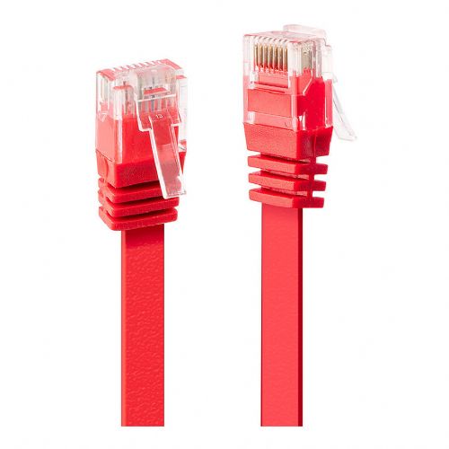 LINDY Cat6 ploščati neoklopljeni patch kabel, rdeč, 1 m