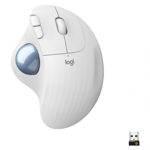 Brezžična sledilna kroglica Logitech M575 ERGO bela