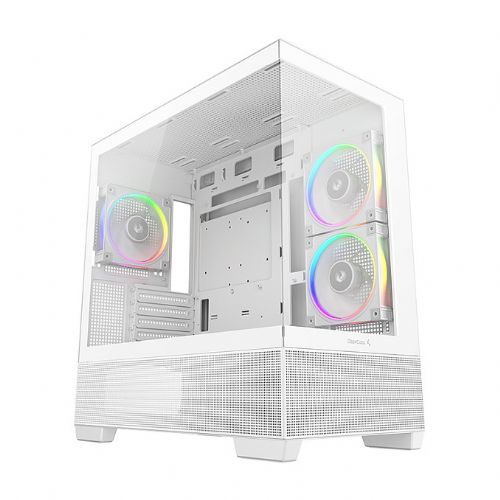 Ohišje za računalnik DeepCool CG380 3F WH, Midi Tower, kaljeno steklo, 3x ARGB ventilator, bela, podpora Micro-ATX