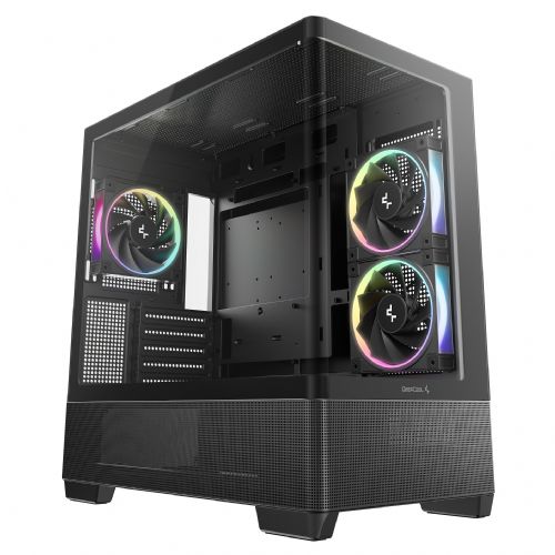 Ohišje za računalnike DeepCool CG380U 3F, panoramsko kaljeno steklo, 3x ARGB ventilatorji, podpora do 410 mm GPU, USB-C