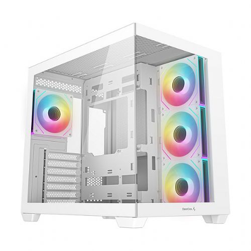 Ohišje za računalnike DeepCool CG530 4F Midi Tower, bela, kaljeno steklo, RGB osvetlitev, USB-C