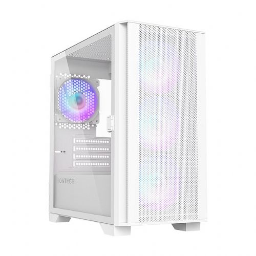 Ohišje za računalnik Montech AIR 100 ARGB TG mini stolp, bela, kaljeno steklo, ARGB osvetlitev, podpora micro ATX/Mini-ITX