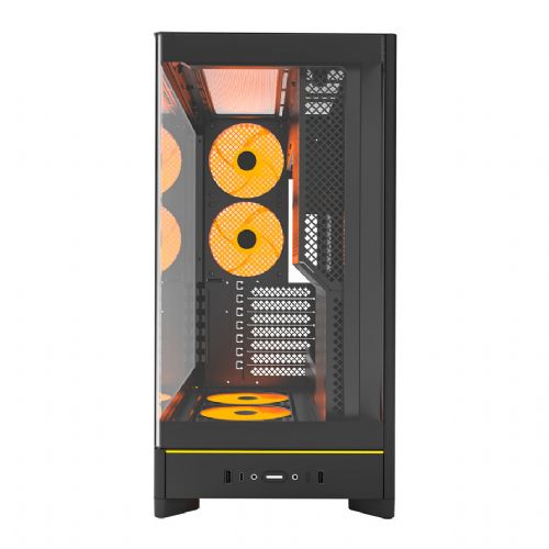 Ohišje za računalnik Montech HS02 PRO TG midi tower, stransko okno, osvetlitev RGB, podpora ATX/micro ATX/Mini-ITX, črna barva