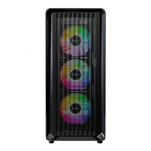 Ohišje za računalnik Montech X5 TG črna, Midi Tower, podpora ATX/EATX, RGB osvetlitev, 4 ventilatorji, stranska steklena plošča