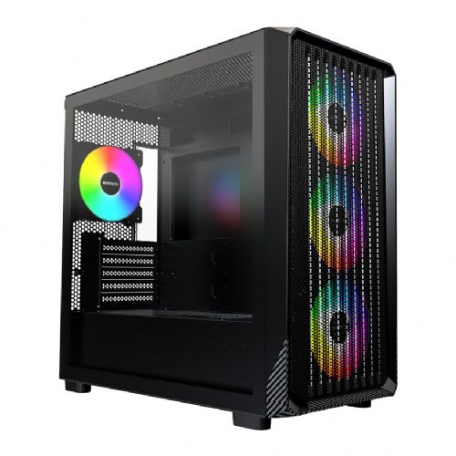 Ohišje za računalnik Montech X5M TG črna, micro ATX/Mini-ITX, RGB osvetlitev, 4x 2,5" reže, vgrajeni ventilatorji