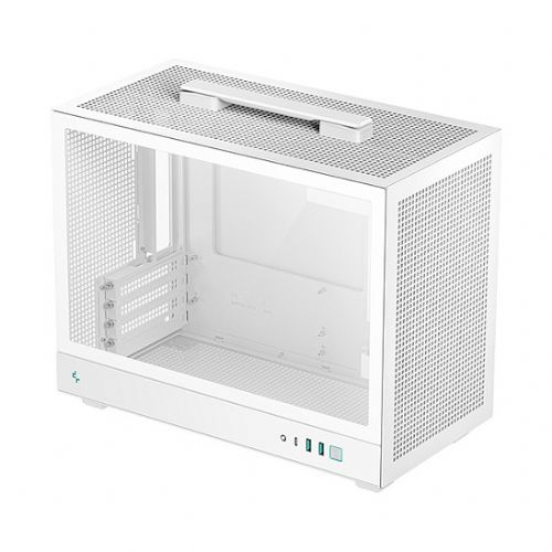 Računalniško ohišje DeepCool CH160 PLUS, Mini-ITX/Micro-ATX, kaljeno steklo, podpora 240 mm tekočinskemu hlajenju, bele barve