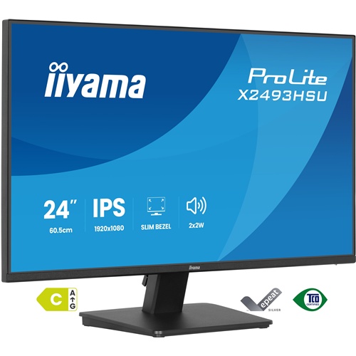 Monitor Iiyama ProLite X2493HSU-B1 (60,5 cm (23,8 palca), črn (mat), FullHD, IPS, HDMI, DP, USB-vozlišče, Adaptive-Sync, 120Hz zaslon)